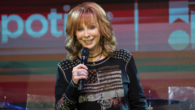 Reba McEntire performs during the 2023 CMA Fest on June 9, 2023, at the Spotify House in Nashville, Tennessee. McEntire performed the national anthem at the Super Bowl on Sunday.