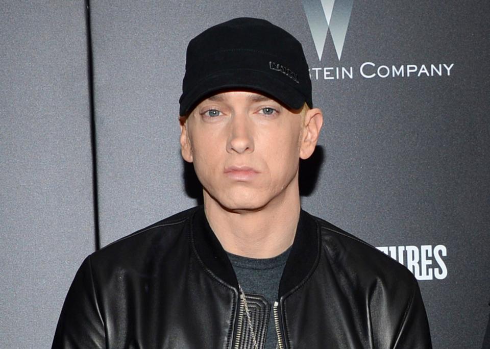 In this July 20, 2015, file photo, Rapper Eminem attends the premiere of "Southpaw" in New York. His daughter, Hailie, has announced she is engaged.