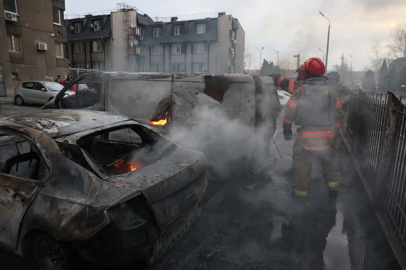 Site of a Russian missile strike, in Kyiv