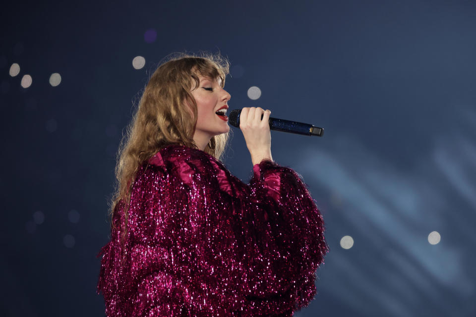 Taylor Swift performs during her Eras Tour at the National Stadium on March 2, 2024, in Singapore. / Credit: Ashok Kumar/TAS24/Getty Images for TAS Rights Management