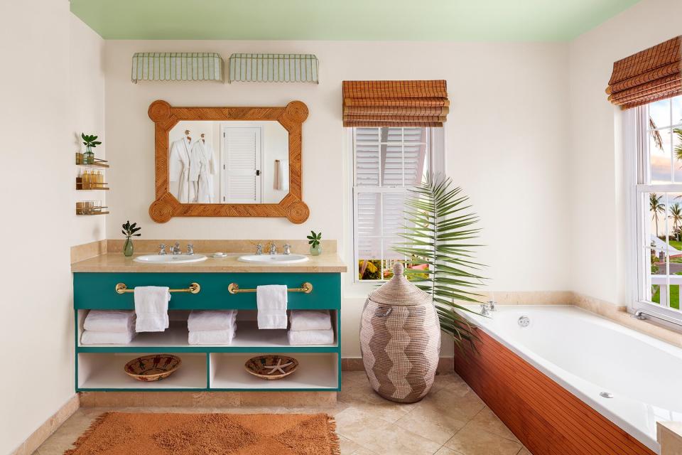 A guest room bathroom at Cambridge Beaches Resort and Spa