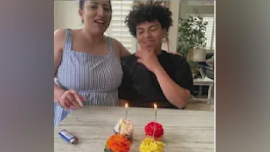 Denise Gutierrez is heartbroken after her 14-year-old son Aydan Rodriguez was killed in a shooting in San Bernardino on April 7, 2024. His mother is searching for answers and spoke to KTLA on April 7, 2024. (Denise Gutierrez)