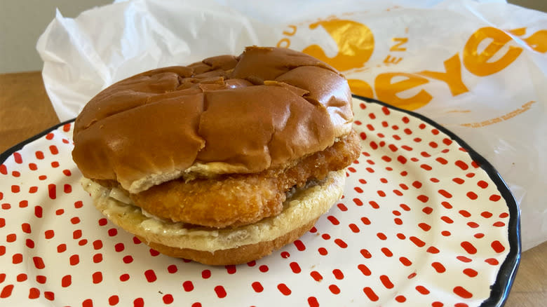 Flounder Fish Sandwich on Plate