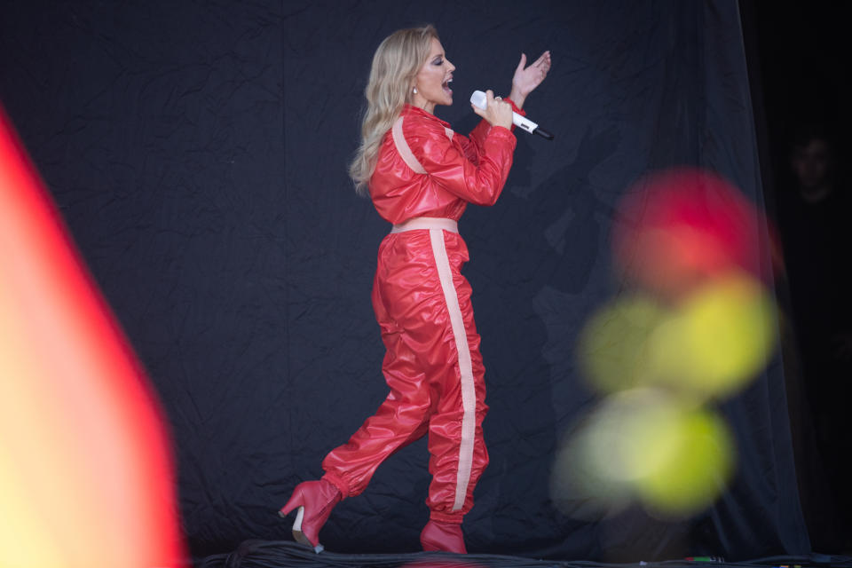 Kylie Minogue performing on the Pyramid Stage on the fifth day of the Glastonbury Festival at Worthy Farm in Somerset.