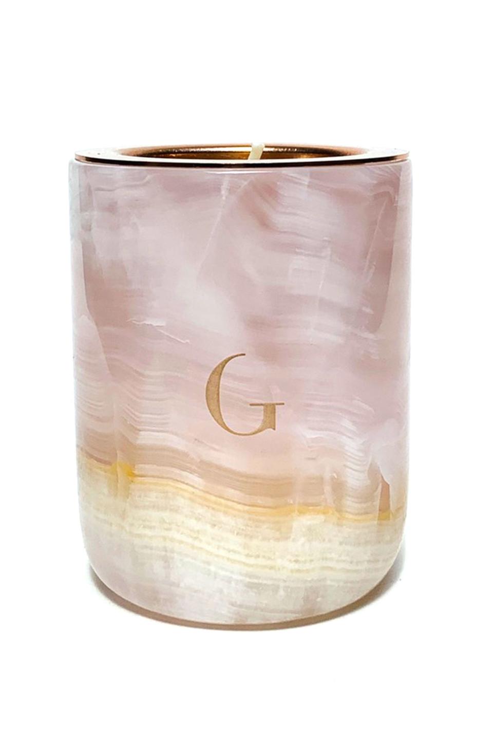 11) Pink Onyx Marble Candle