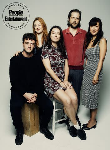 <p>Erik Tanner/Contour by Getty</p> Micheál Neeson, Marin Ireland, Olivia West Lloyd, Kentucker Audley & Jennifer Kim