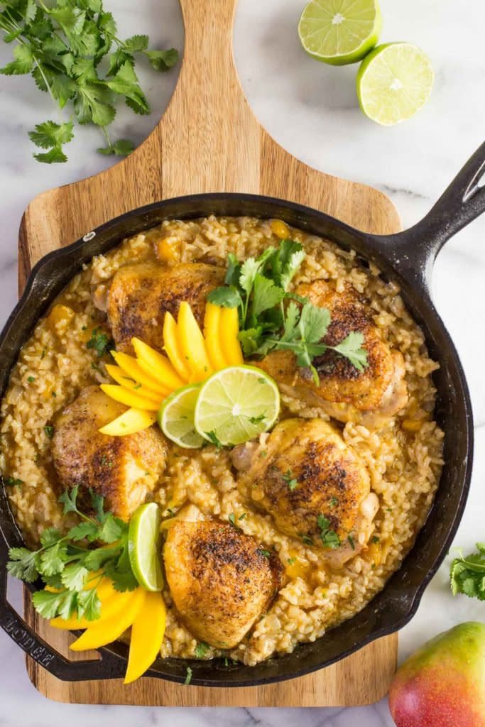 <strong>Get the <a href="https://lovelylittlekitchen.com/chili-lime-mango-chicken-and-rice/" target="_blank">Chili Lime Mango Chicken and Rice</a> recipe from Lovely Little Kitchen</strong>