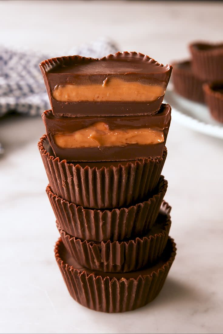 <p>A great on-the-go snack for those pesky sweet cravings.</p><p>Get the recipe from <a href="https://www.delish.com/cooking/recipe-ideas/a27256803/keto-peanut-butter-cup-fat-bombs-recipe/" rel="nofollow noopener" target="_blank" data-ylk="slk:Delish;elm:context_link;itc:0;sec:content-canvas" class="link ">Delish</a>.</p>