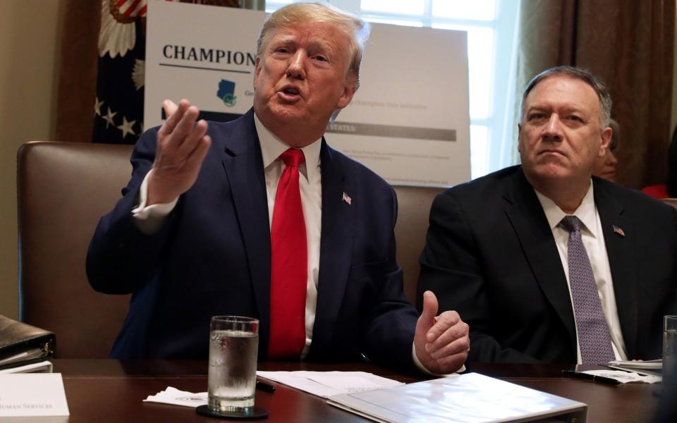 Presidential candidate Donald Trump with his former secretary of state Mike Pompeo