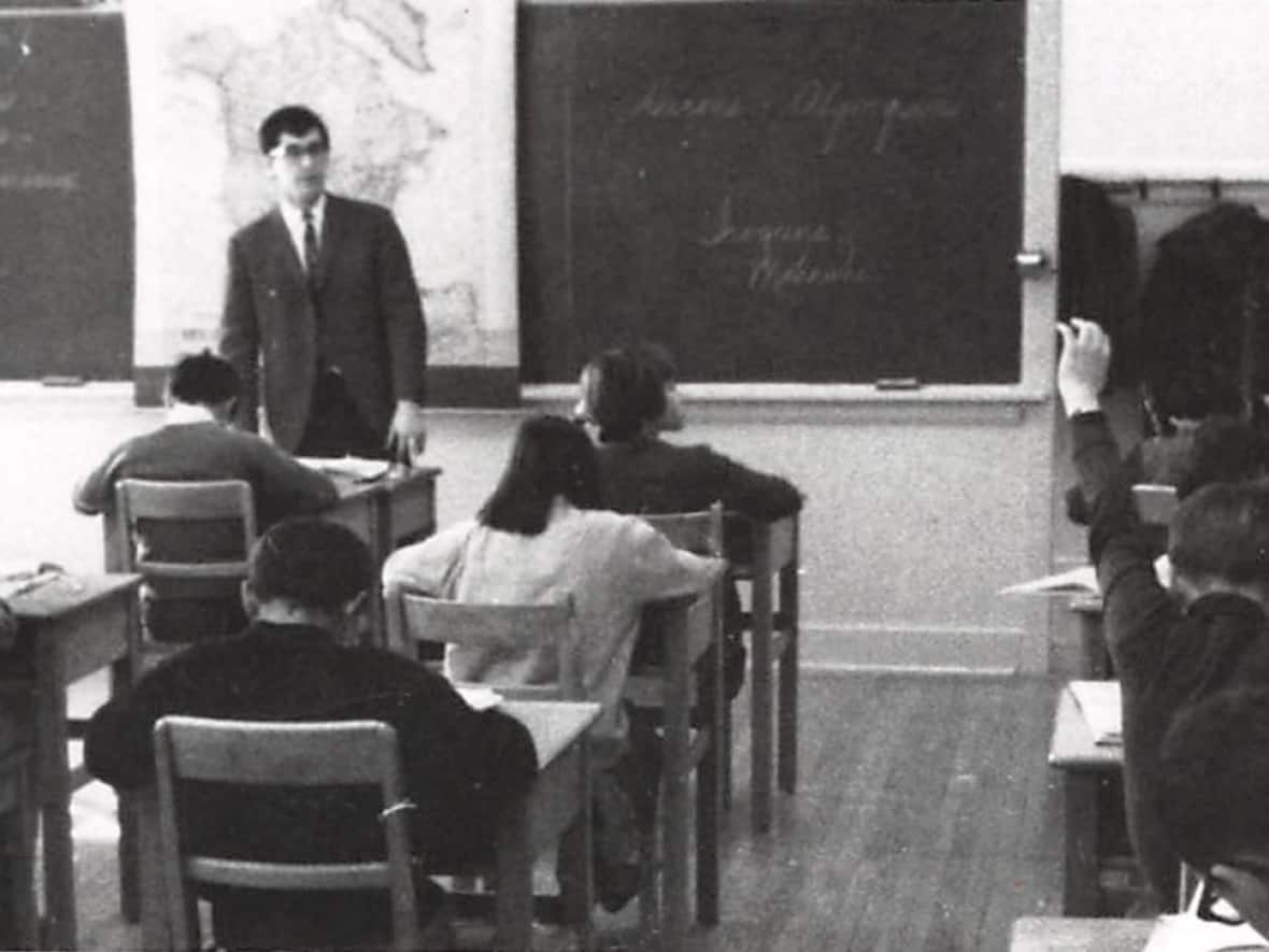 Children are shown in class at the Kateri School, one of hundreds of Indian Day Schools that operated in Canada. (Kateri Center - image credit)