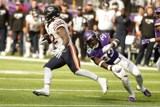 Chicago Bears rookie quarterback Justin Fields discusses Bears'  self-inflicted mistakes in 'MNF' loss to Minnesota Vikings