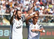 Football Soccer - Pescara v Juventus - Italian Serie A - Adriatico-Giovanni Cornacchia Stadium, Pescara, Italy - 15/04/17 Juventus' Gonzalo Higuain celebrates after scoring second goal. REUTERS/Alessandro Bianchi