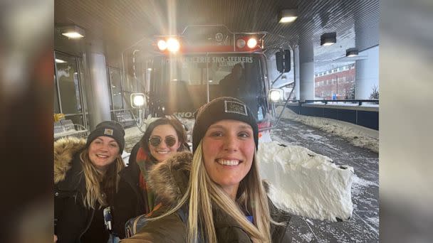 PHOTO: Nurses at Buffalo General received a ride into work from a stanger with a snowmobile after a social media plea. (Courtesy of Ally Maderer)