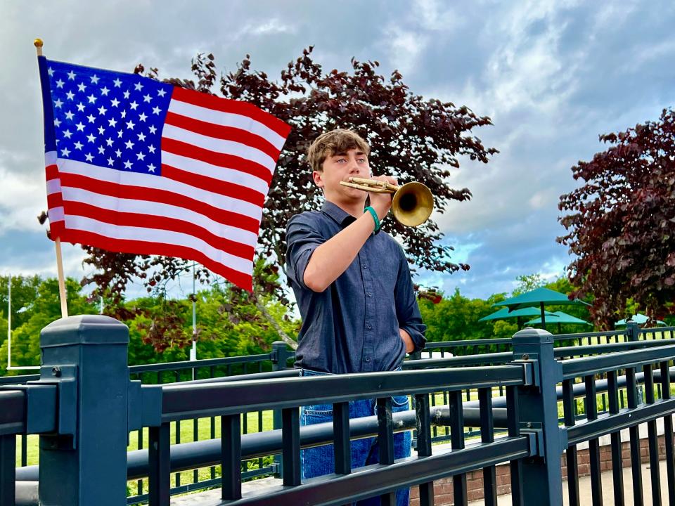 Zach May performs Taps at the 2022 Spring Hill Memorial Day Celebration on Friday, May 27, 2022.