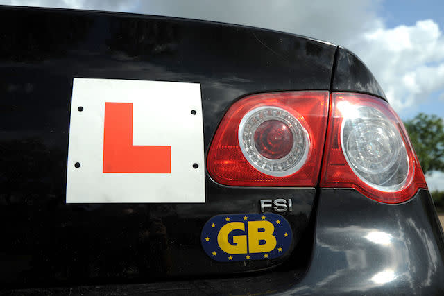 EMBARGOED TO 0001 MONDAY NOVEMBER 27 File photo dated 28/07/2009 of an L plate on a car, as more than 220,000 learner drivers are preparing to take the new driving test - with changes including following directions from a sat nav.