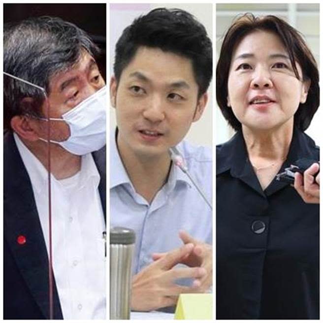 2022台北市長三黨可能人選，陳時中（左起）、蔣萬安、黃珊珊。（資料照片合成）