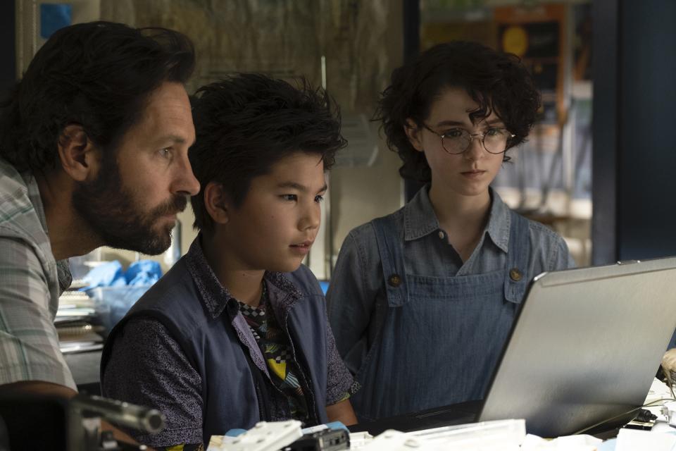 Paul Rudd, Logan Kim and Mckenna Grace 'Ghostbusters: Afterlife'<span class="copyright">Kimberley French—Sony Pictures Entertainment</span>