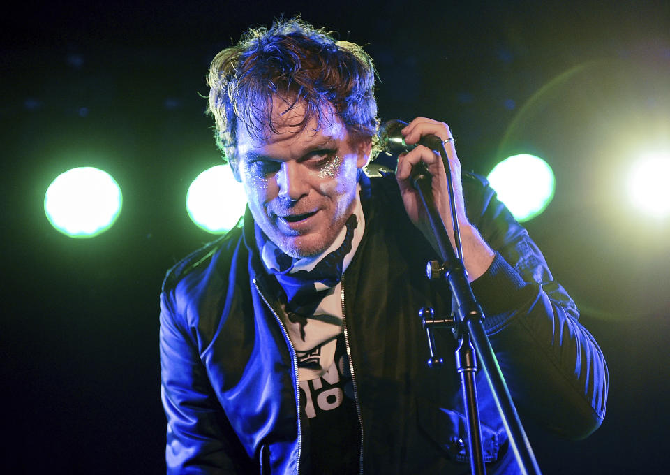 Actor and singer Michael C. Hall performs with his band Princess Goes To The Butterfly Museum at the Mercury Lounge on Thursday, March 12, 2020, in New York. (Photo by Evan Agostini/Invision/AP)