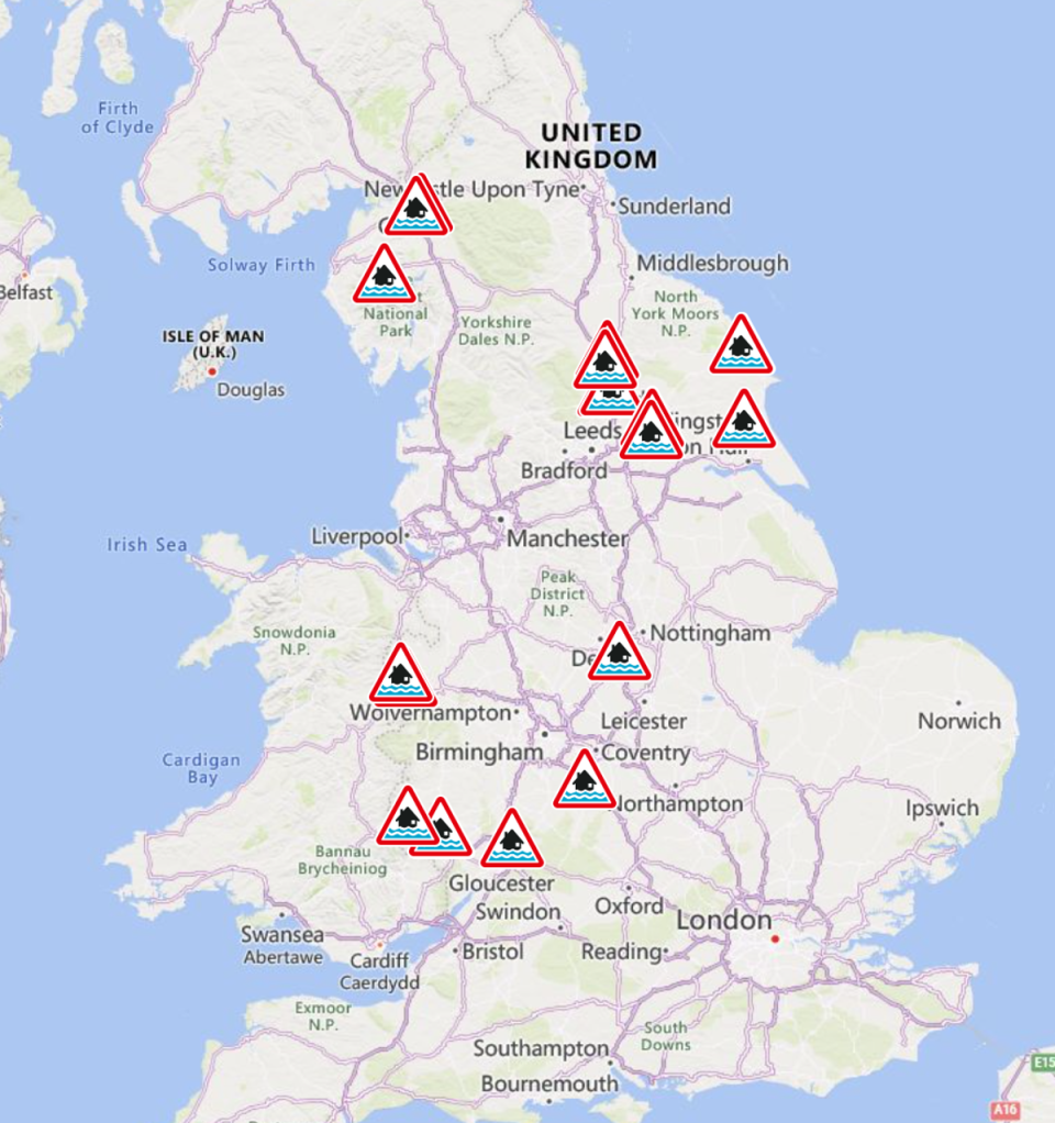 Flooding is expected in 21 areas in England (Environment Agency)