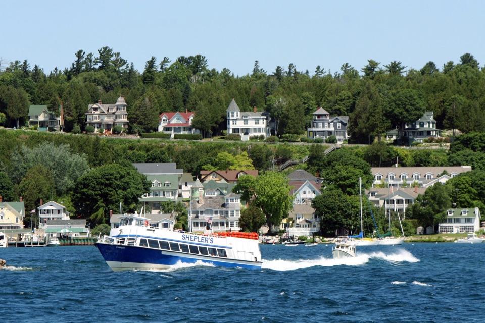 Shepler's Ferry leaving Mackinac Island on Lake Huron on July 15, 2011.