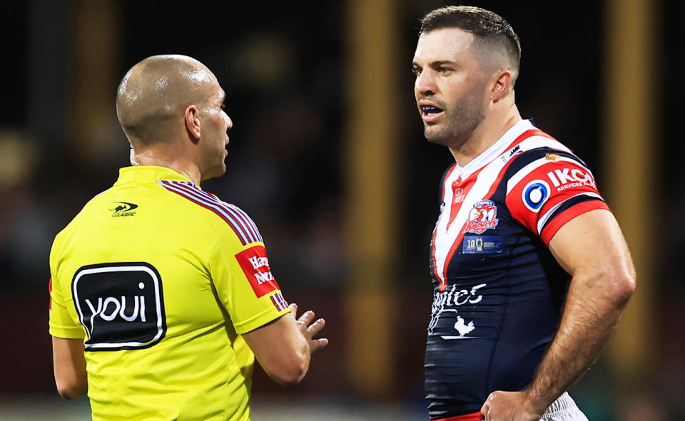 Ashley Klein, pictured here talking to James Tedesco.