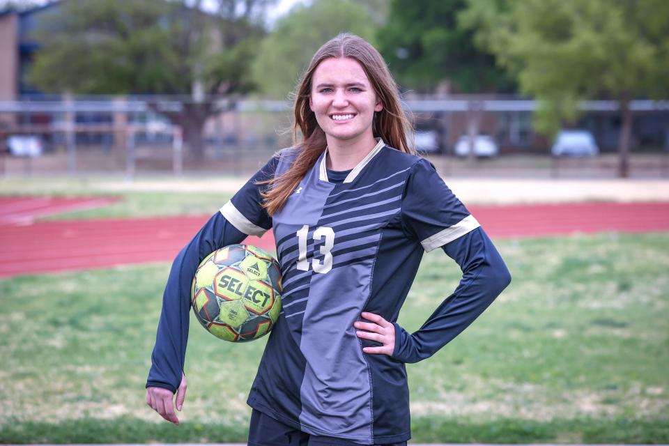 Amarillo High&#x002019;s Lily Sobey, Amarillo Globe-News girl&#x002019;s soccer Player of the Year.  Photo taken Monday, April 24, 2023 at Amarillo High School, Amarillo, Texas.