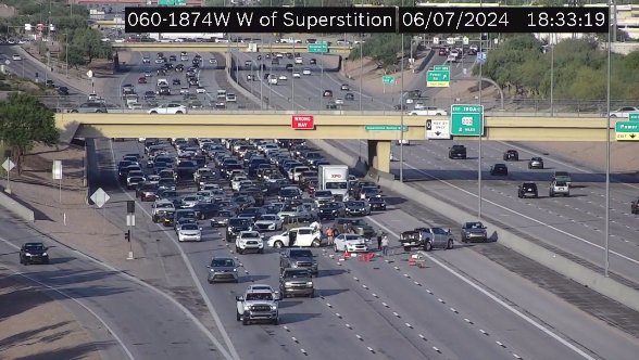 A crash on the westbound U.S. 60 in Mesa near Power Road on June 7, 2024.