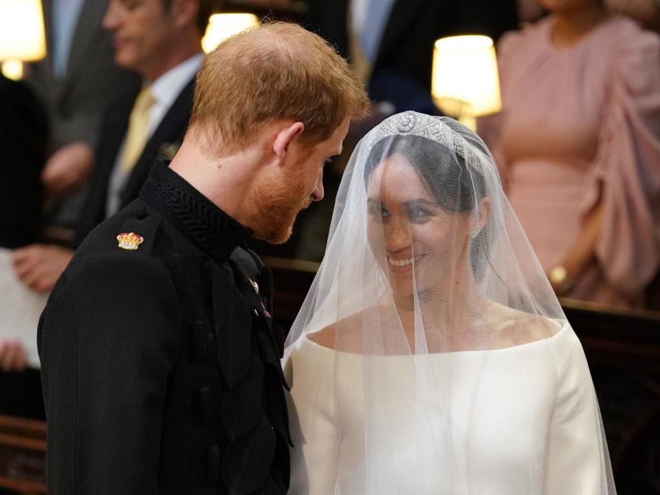 Meghan Markle and Prince Harry on their wedding day in 2018.