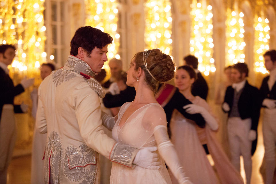 from left James Norton and Lily James in WAR and PEACE which aired January 18 2016 photo Laurie Spraham  AE  courtesy Everett