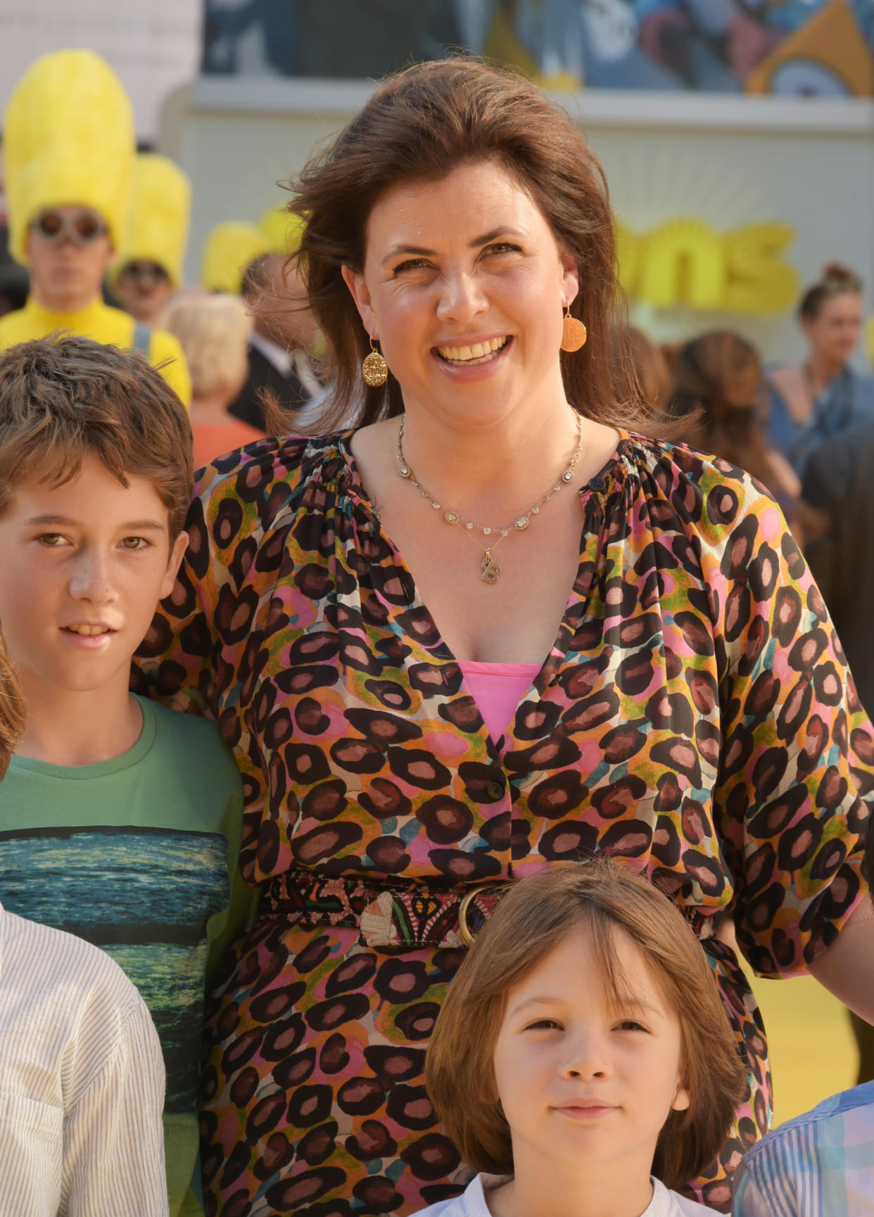 Kirstie Allsopp and her kids attend the World Premiere of Minions at Odeon Leicester Square. (Getty)