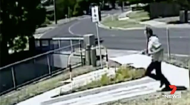 The suspected arsonist was caught on CCTV. Source: 7 News