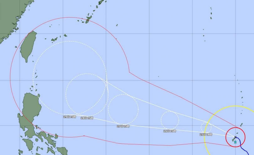 瑪娃颱風路徑有提早北轉的趨勢瑪娃颱風路徑有提早北轉的趨勢。（圖／中央氣象局、日本氣象廳）  