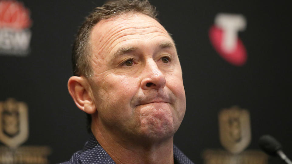 Pictured here, Raiders coach Ricky Stuart at an NRL press conference.