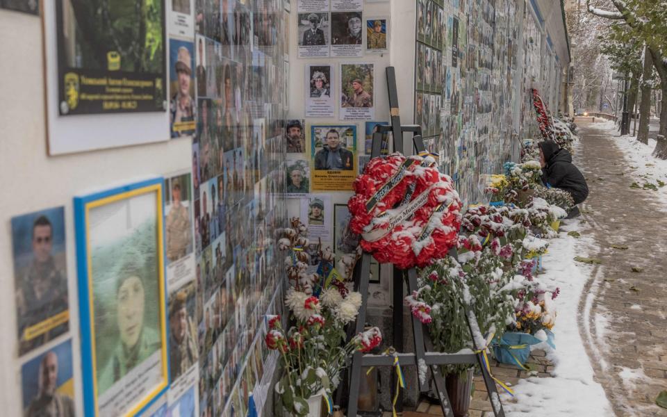The memorial wall of Ukrainian soldiers killed since Russia's invasion