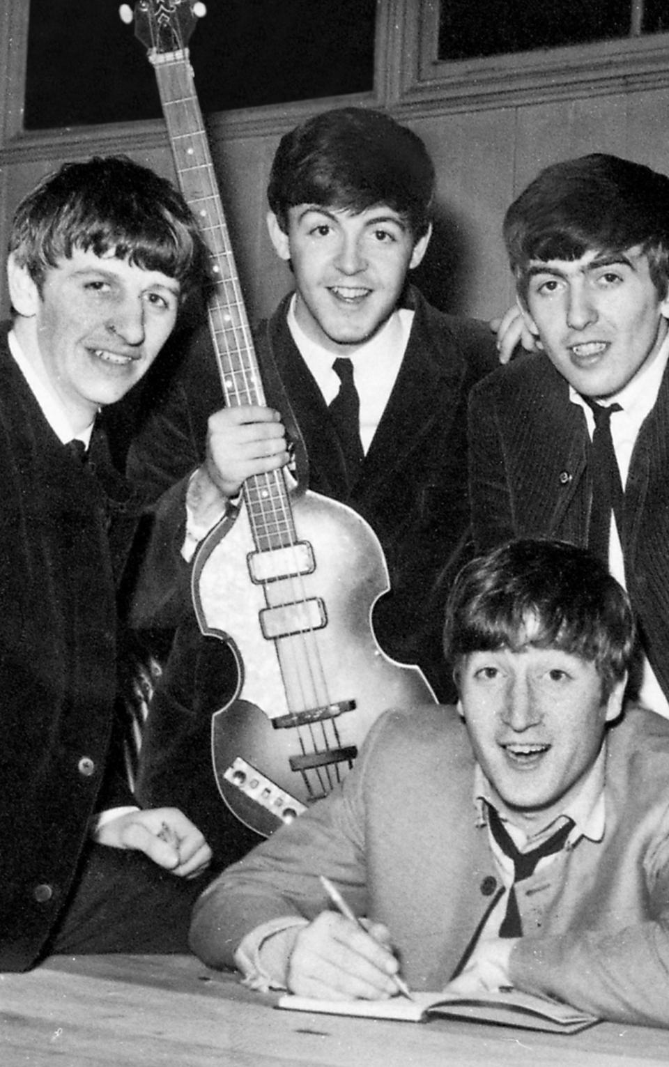 The Beatles backstage in Shropshire in 1962