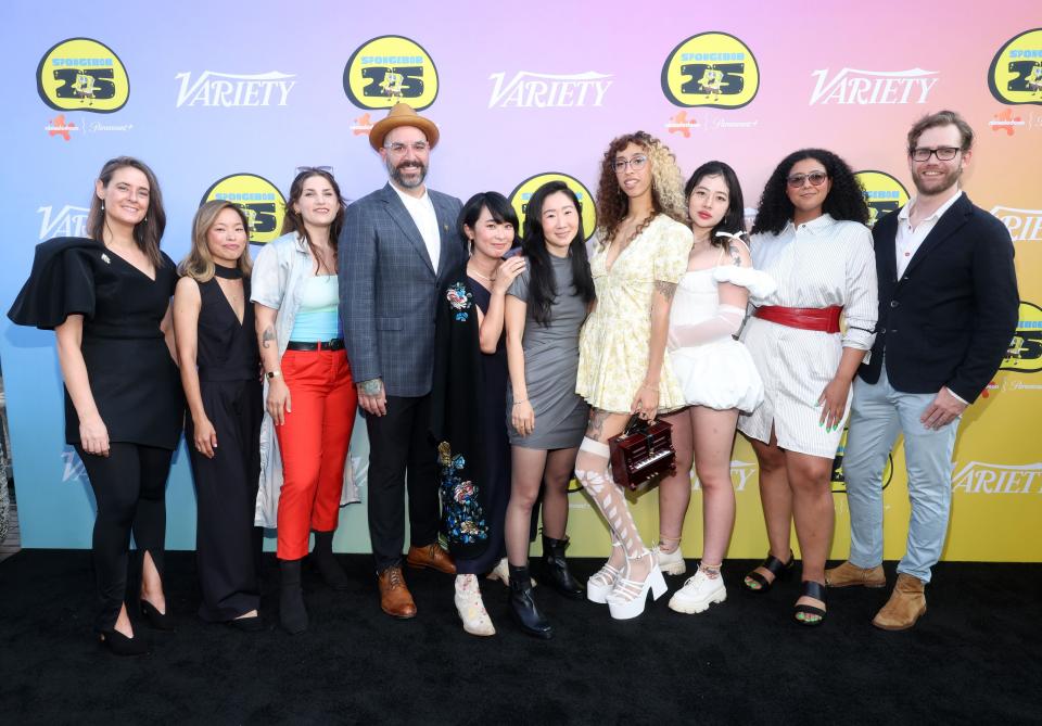 LOS ANGELES, CALIFORNIA - JULY 10: (L-R) Heidi Jo Gilbert, Lisha Tan, Katy Fishell, Jason Scheier, Keiko Murayama, Sunmin Inn, Emonee Larussa, Echo Wu, Searit Kahsay Huluf and Ashley Boddy attend the Variety 10 Animators To Watch, presented by Nickelodeon, at The Aster on July 10, 2024 in Los Angeles, California. (Photo by Rich Polk/Variety via Getty Images)