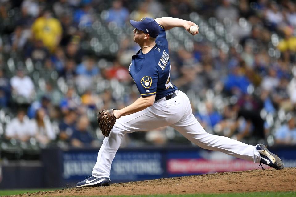 Corey Knebel locked down the late innings for the Brewers in 2017. (Photo by Stacy Revere/Getty Images)