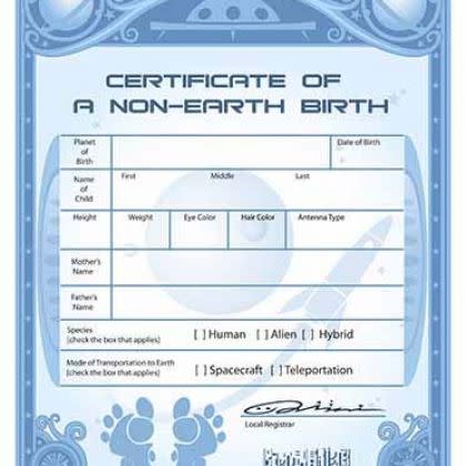 Alien Birth Certificate