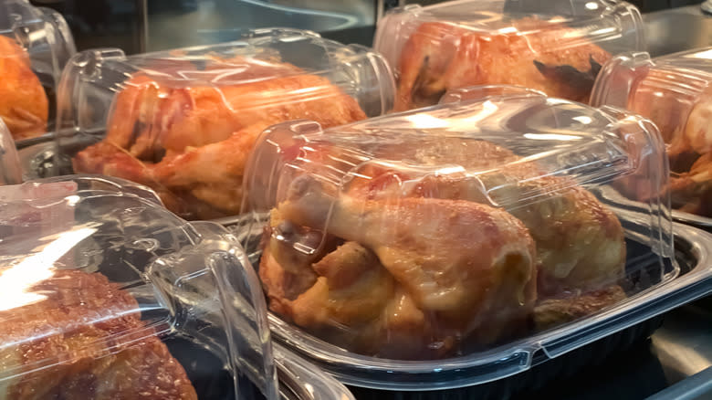 Packaged rotisserie chickens