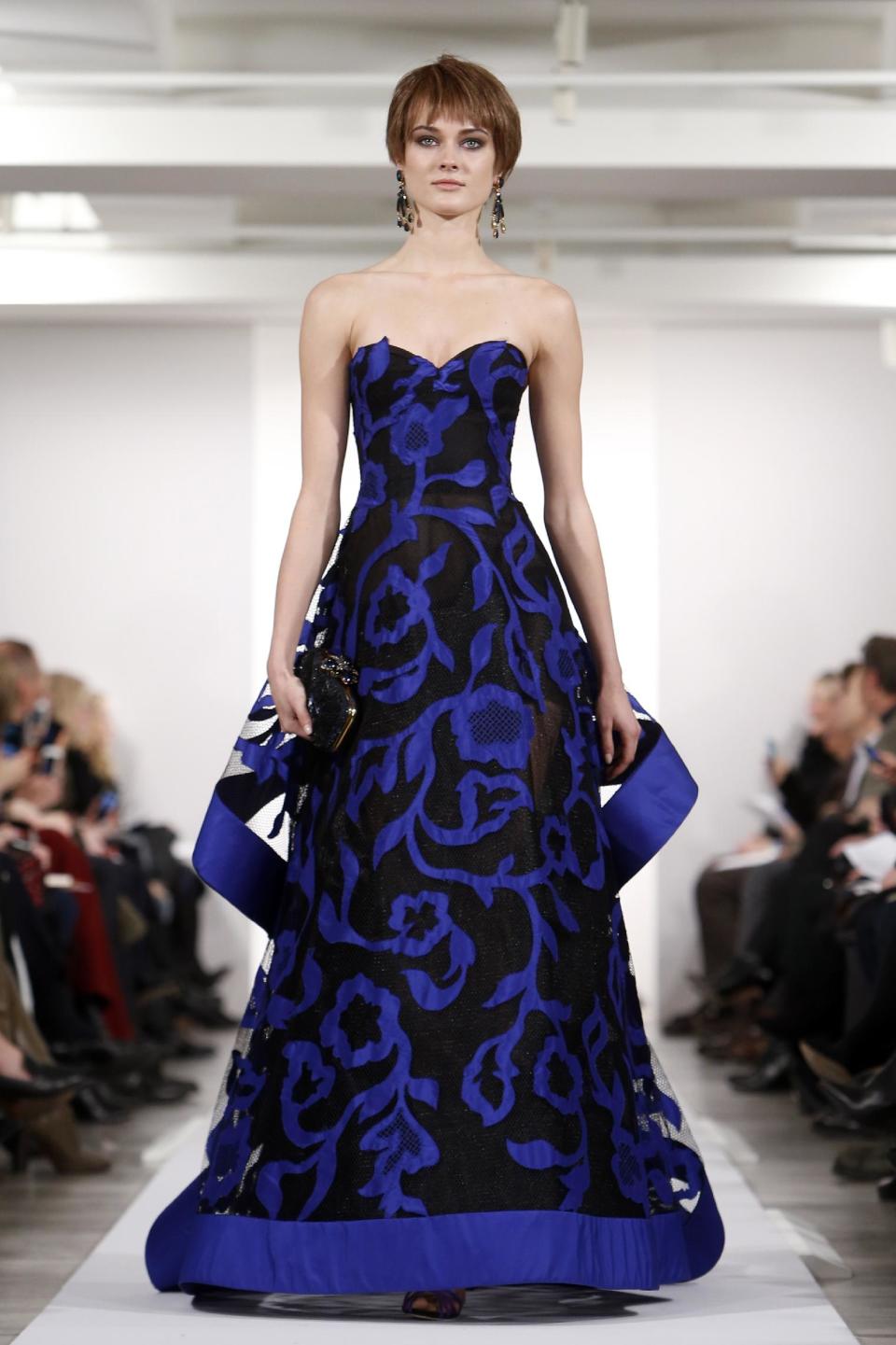The Oscar de la Renta Fall 2014 collection is modeled during Fashion Week in New York, Tuesday, Feb. 11, 2014. (AP Photo/Jason DeCrow)