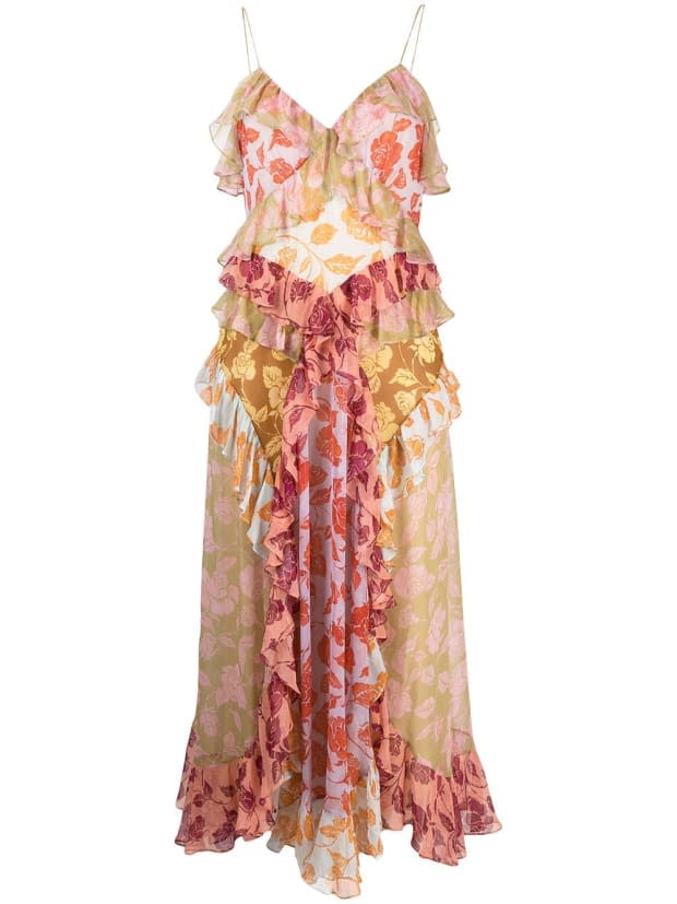 <p>Zimmermann Ruffled Floral-Print Dress, $823 (from $1,176), <a href="https://rstyle.me/+h5VCgjxsrMTNLkLossUTZg" rel="nofollow noopener" target="_blank" data-ylk="slk:available here;elm:context_link;itc:0;sec:content-canvas" class="link ">available here</a> (sizes XS-XL). </p>