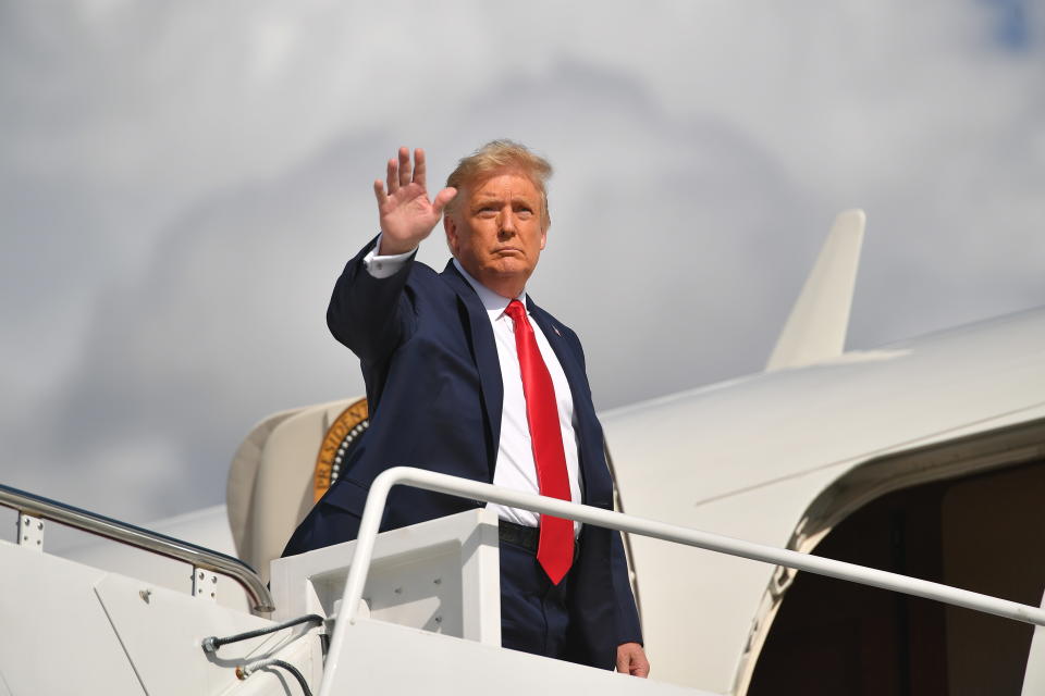 President Trump boards Air Force One on Friday. (Mandel Ngan/AFP via Getty Images)