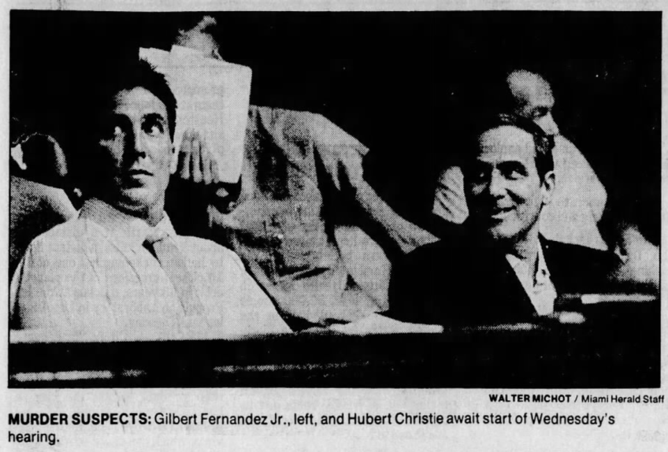 A photo of Gilbert Fernandez Jr., a former Miami-Dade police officer, and associate Hubert Christie, who were convicted in 1990 of a 1983 triple murder. Walter Michot/Miami Herald via Newspapers.com