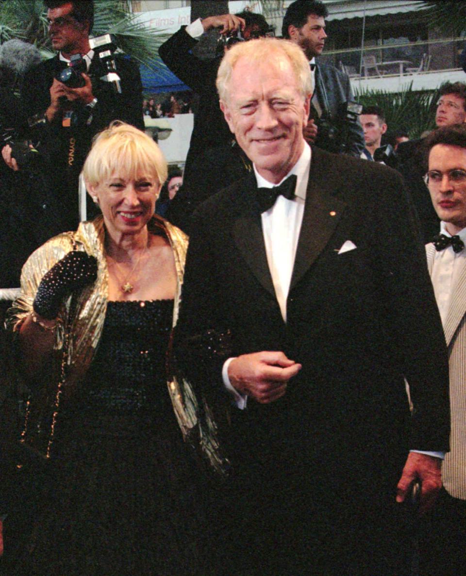 Swedish actor Max Von Sydow arrives with his wife (name not known) at the Festival Palace on Monday May 13, 1996, to attend the screening of Danish movie "Breaking the Waves" which was presented today to the jury of the 49th International Film Festival in Cannes, French Riviera.(AP PHOTO/Remy de la Mauviniere) <%% 0 PICTURE_OK HEADER_OK 0 4 %%>
