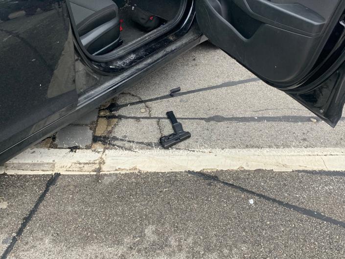 A firearm collected as evidence after Indianapolis Metropolitan Police Department officers were involved in a shooting at Kessler and Binford boulevards Jan. 29, 2023.