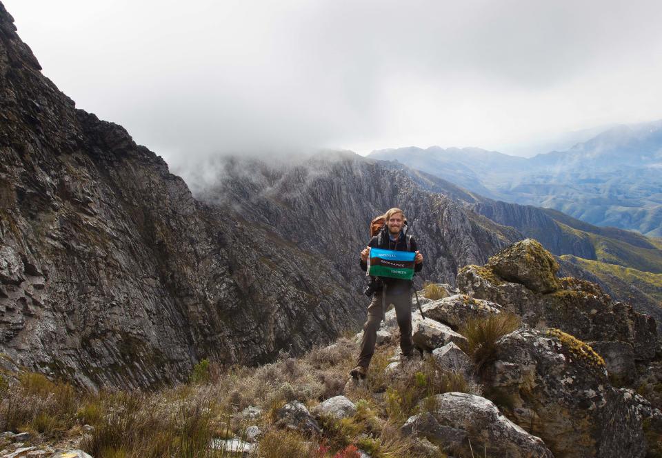 In this Oct. 23, 2012, photo provided by Jay Simpson, shows Jay Simpson near Montagu, South Africa. An expedition is gearing up to hike and bike the 1,200-mile trail of wandering wolf OR-7 as he trekked across Oregon into Northern California, looking for a mate in territory that hasn’t seen his like in nearly a century. ``It is only through walking it that anyone can truly understand that journey,’’ said Simpson, who plans daily blog posts of panoramic photos and interviews with people the Wolf OR-7 Expedition contacts along the way. ``It’s not a thing you can understand on Google Earth.’’ (AP Photo/Courtesy of Jay Simpson, Charles Towne)