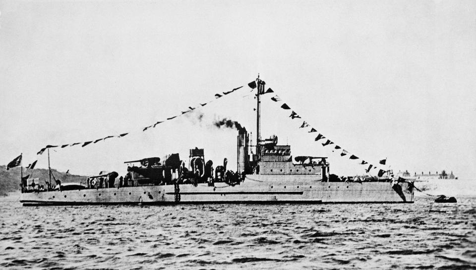 This undated photo provided by the U.S. Navy shows an Eagle class patrol boat built during World War I. It is similar to the USS Eagle PE-56, which exploded and sank off Cape Elizabeth, Maine, on April 23, 1945, killing most of its crew in New England's worst naval disaster during World War II. The Navy determined in 2001 that it had been sunk by a German submarine. On Monday, July 15, 2019, Garry Kozak, a specialist in undersea searches, announced that Ryan King, a New Hampshire diver, used sonar data to locate the vessel's bow and stern about three miles off Cape Elizabeth in June 2018. (AP Photo/U.S. Navy, File)