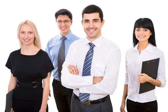 group of business people with...