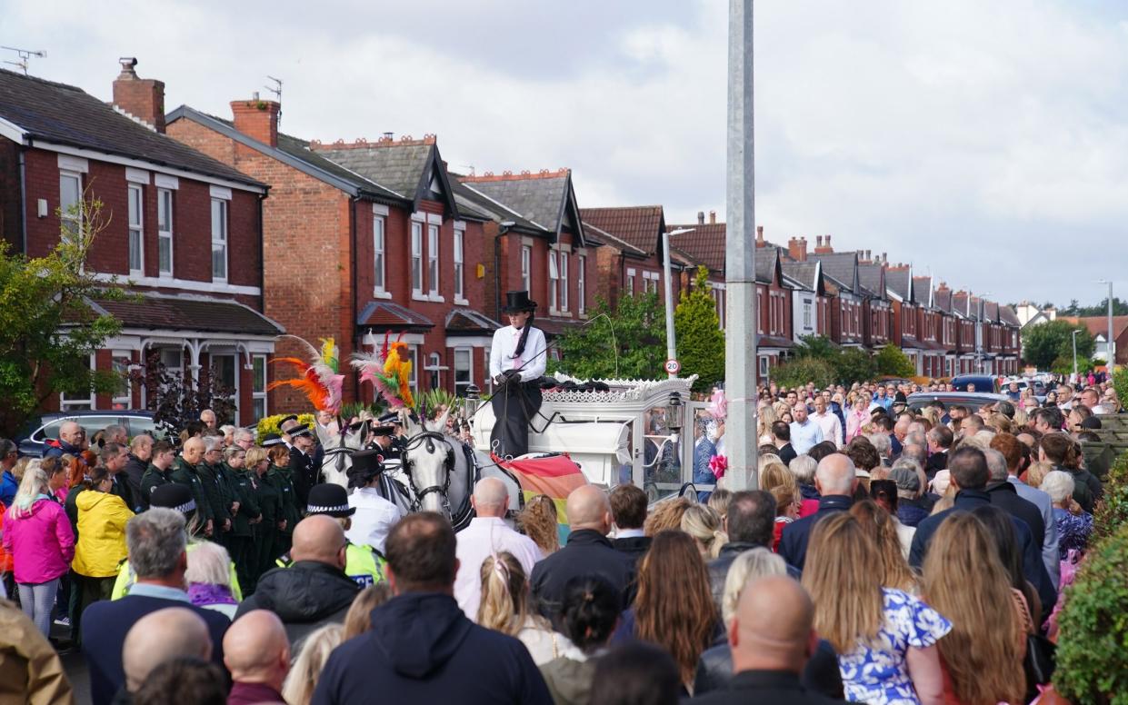 Elsie Dot Stancombe's funeral cortege travels to St John's Church in Southport