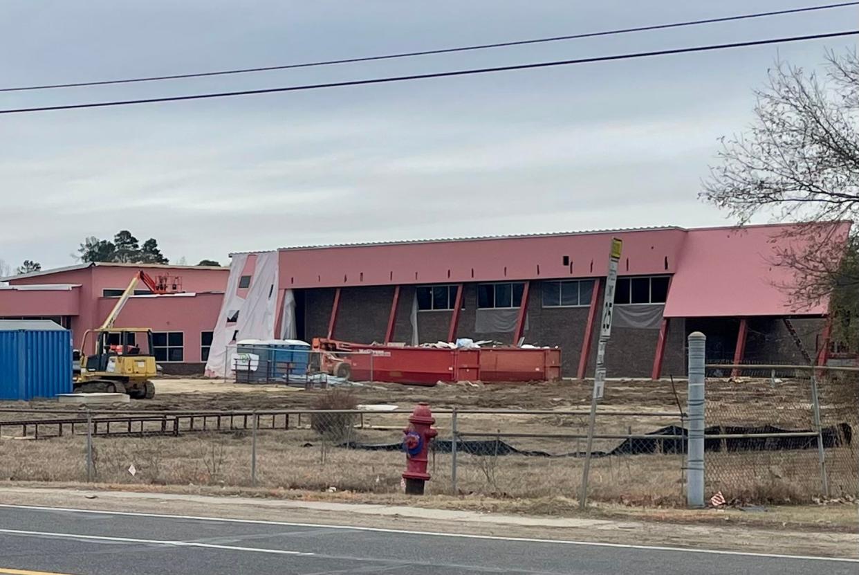 Construction to rebuild Boley Elementary, shown here in progress on Monday, Jan. 24, is set to finish in mid-March.